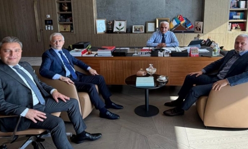 ZİRAAT BANKASI YÖNETİM KURULU BAŞKANI TANYERİ İLE YÖNETİM KURULU ÜYELERİ KILIÇ VE AYDOĞAN, BÖLGE BAŞKANIMIZ EVREN'İ KABUL ETTİ